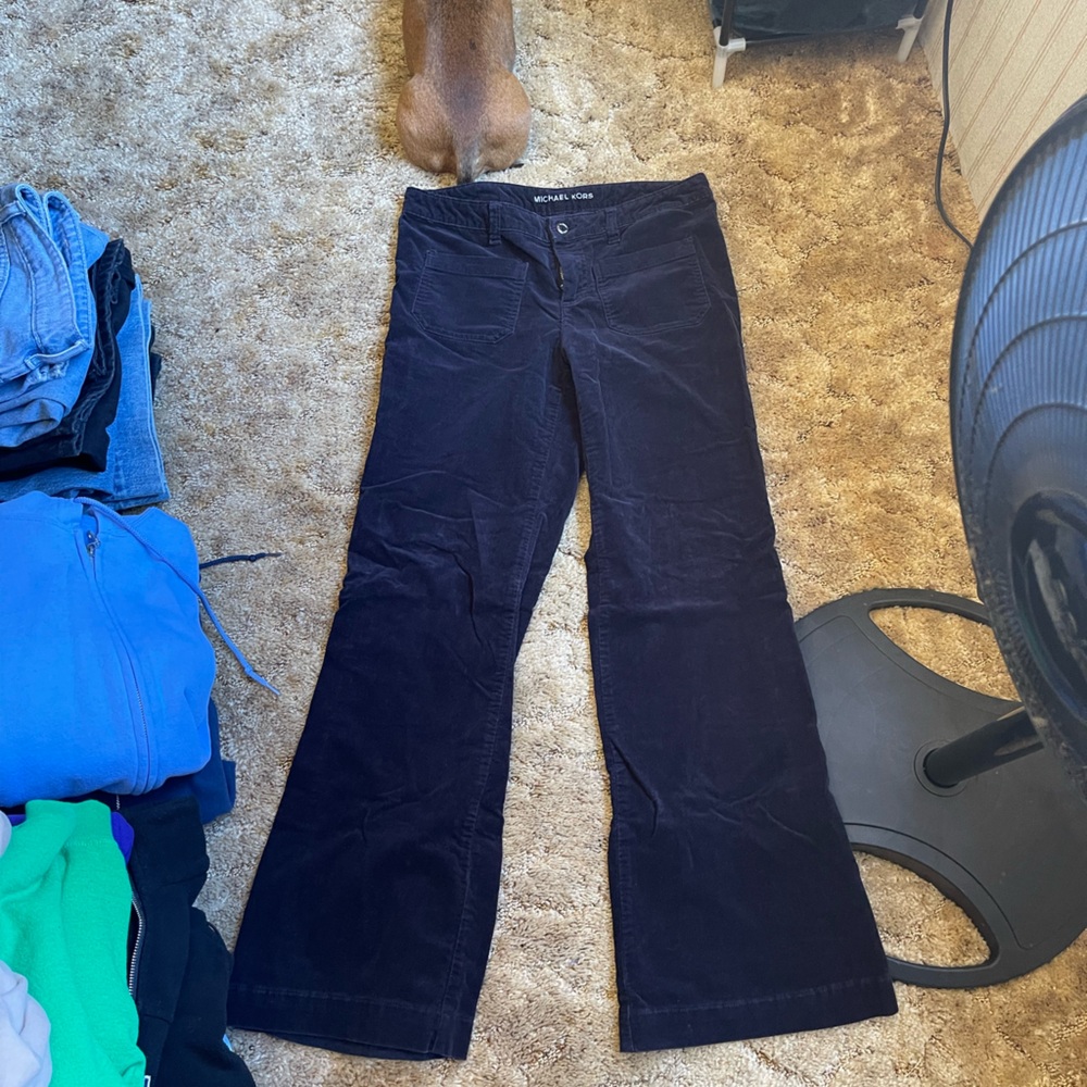 Blue black low rise flare pants